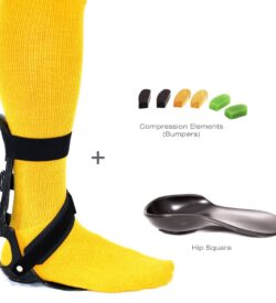 The Step-Smart brace essentials package with a hip square and compression elements, side view